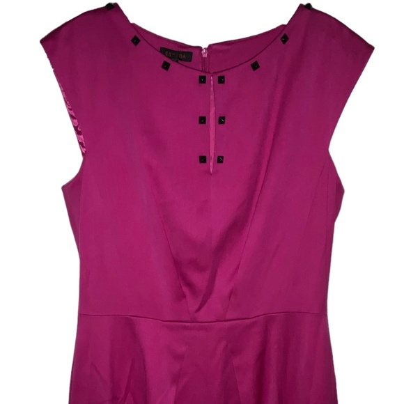 ESCADA Fuchsia Hot Pink Black Studded Lined Career Work Sheath Dress Size 38 - Picture 1 of 4